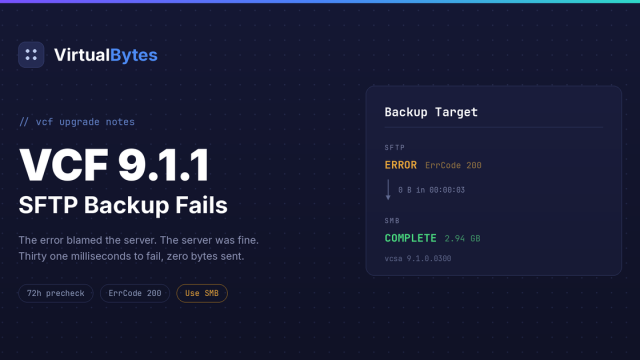 Backup target card showing SFTP error ErrCode 200 and a successful SMB backup